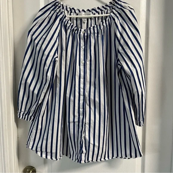 Sara Campbell Blue and White Striped Blouse - Picture 3 of 7